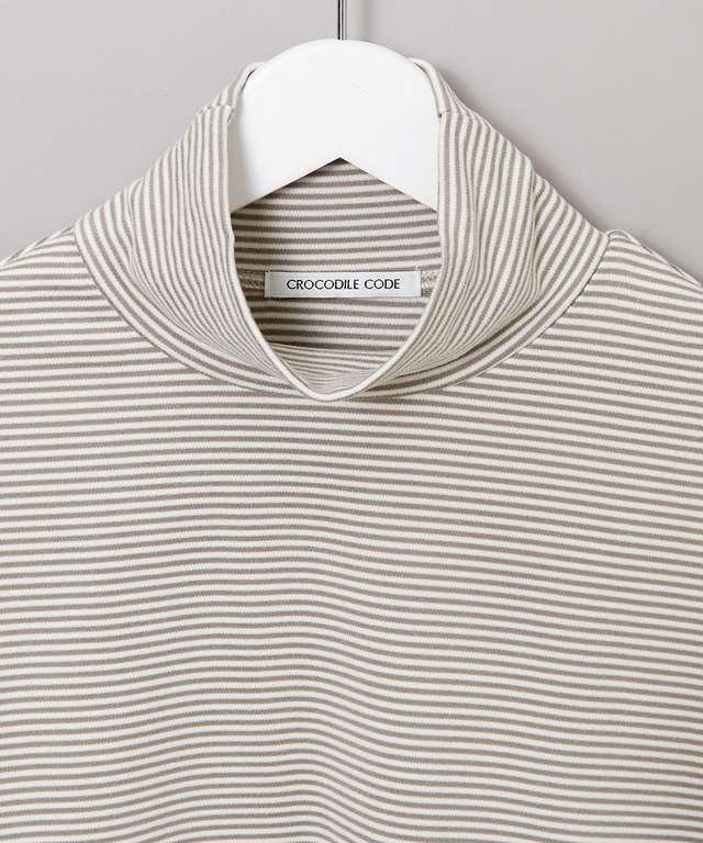 起毛 ストレッチ ハイネックカットソー