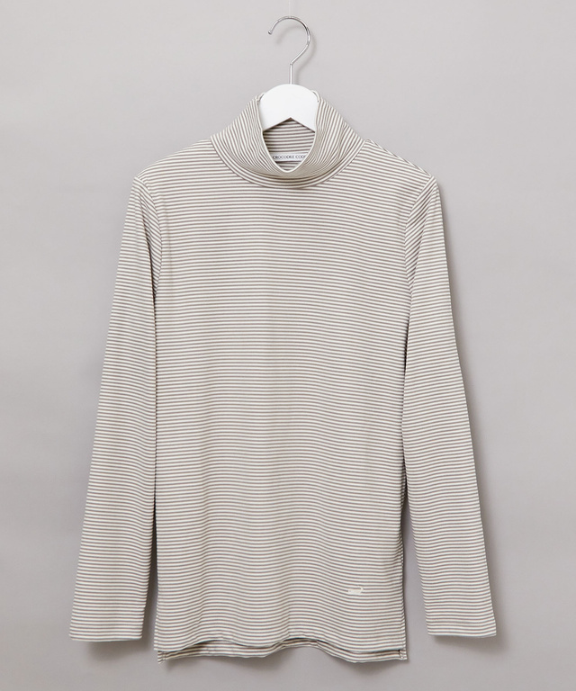 起毛 ストレッチ ハイネックカットソー