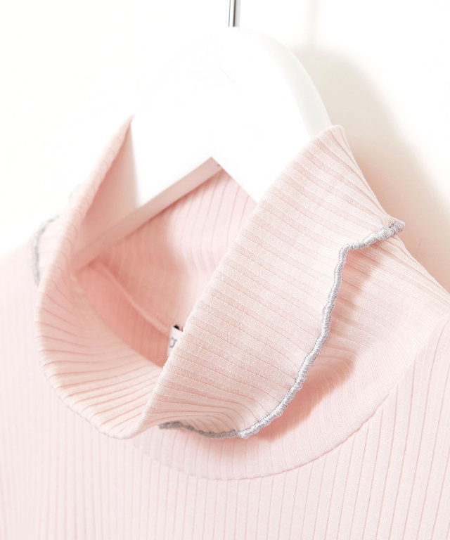 メロー配色フリルネック カットソー