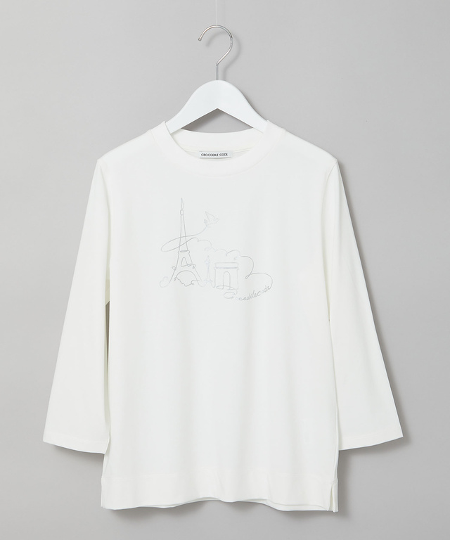 プリントデザイン 7分袖 Tシャツ