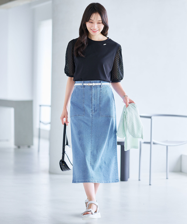 袖レース パフスリーブカットソー【オンラインショップ・一部店舗限定】
