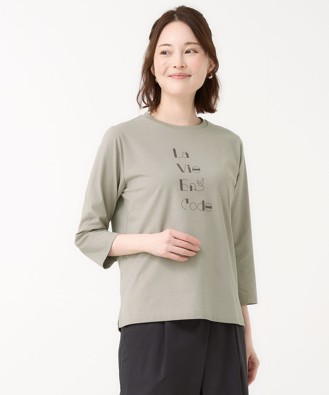 フロッキープリント 7分袖 Tシャツ