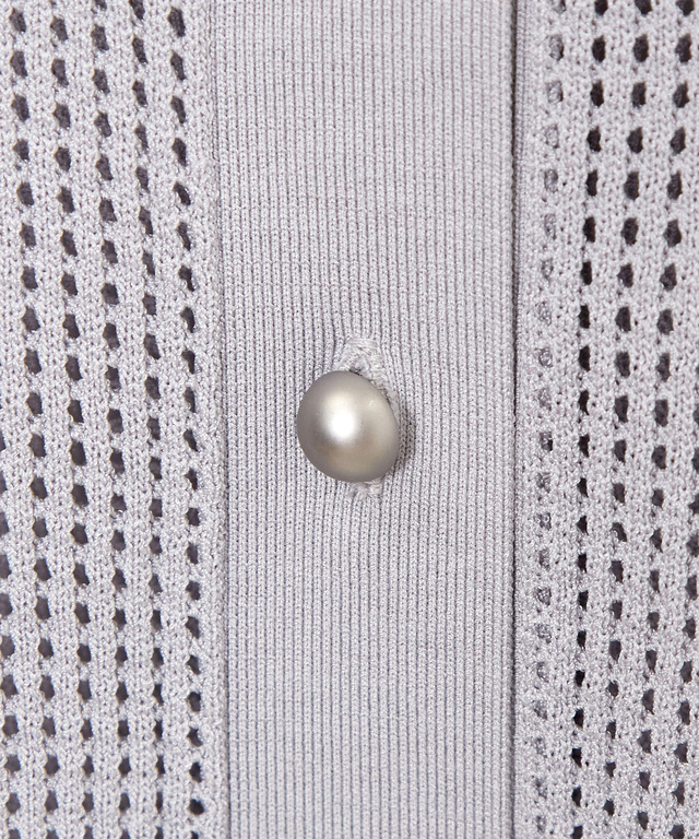 メッシュ編み ニット ポロベスト