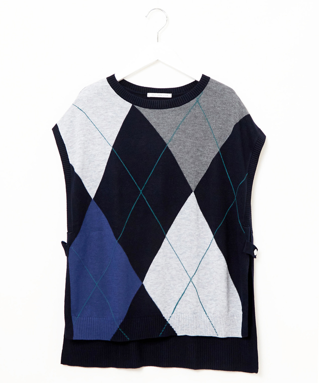 ウールブレンド アーガイル ベスト