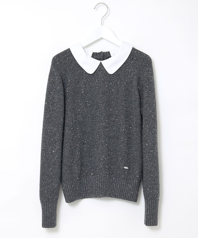 ウールブレンド ショールカラー プルオーバー ニット