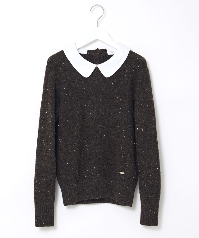 ウールブレンド ショールカラー プルオーバー ニット