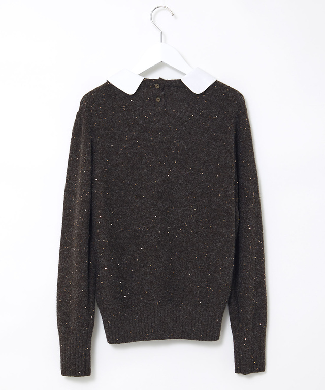 ウールブレンド ショールカラー プルオーバー ニット