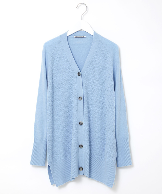 ウールブレンド ミドル丈 チュニックカーディガン