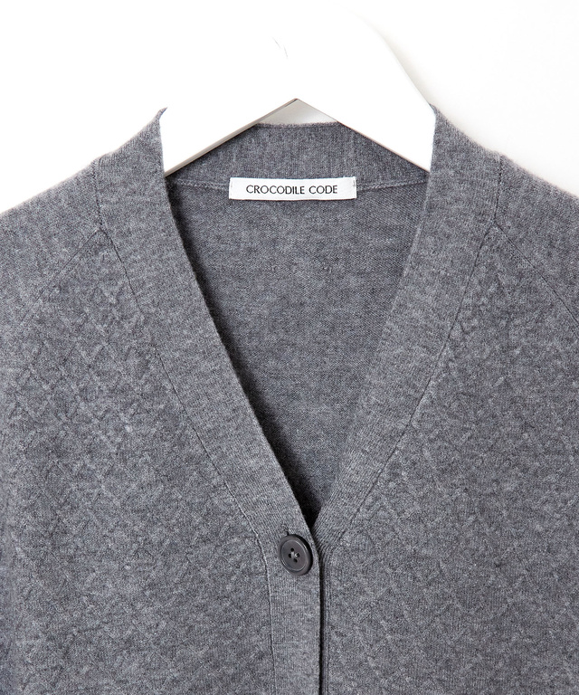 ウールブレンド ミドル丈 チュニックカーディガン