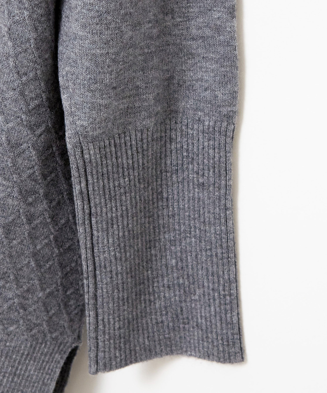 ウールブレンド ミドル丈 チュニックカーディガン