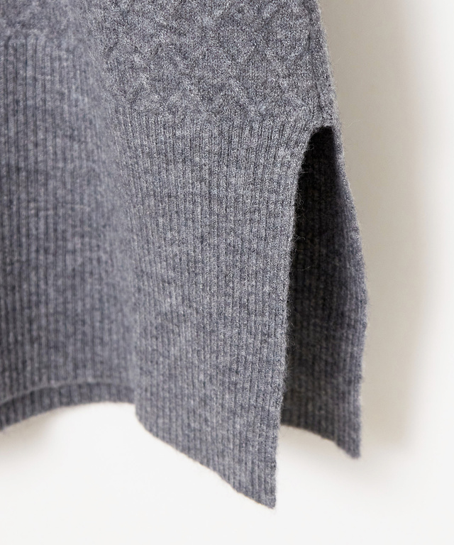 ウールブレンド ミドル丈 チュニックカーディガン