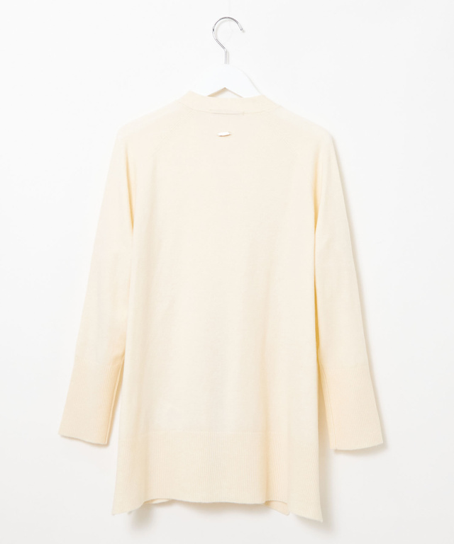 ウールブレンド ミドル丈 チュニックカーディガン