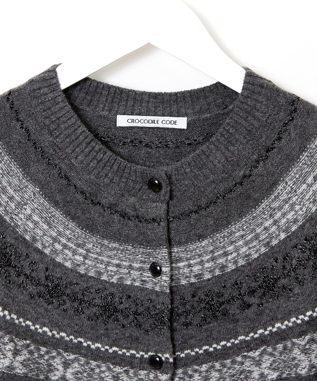 ウールブレンド フェアアイル柄 ニットカーディガン