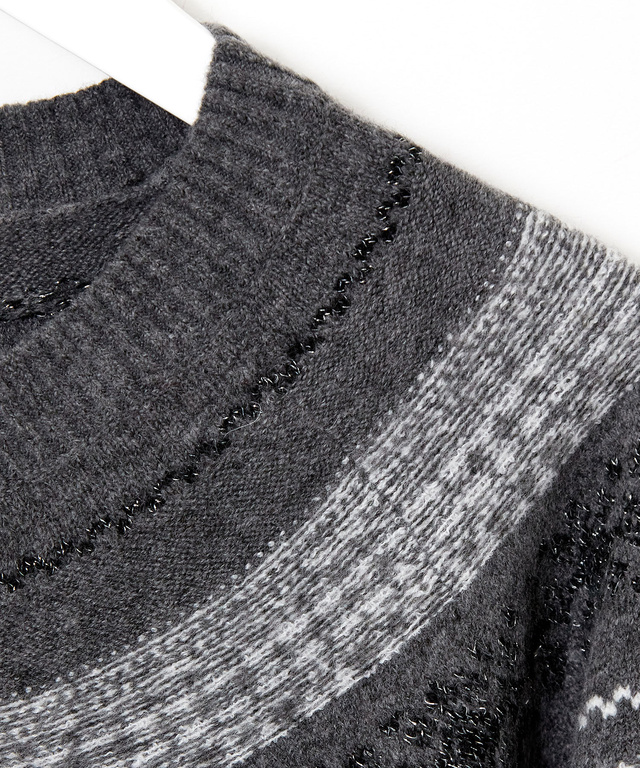 ウールブレンド フェアアイル柄 ニットカーディガン