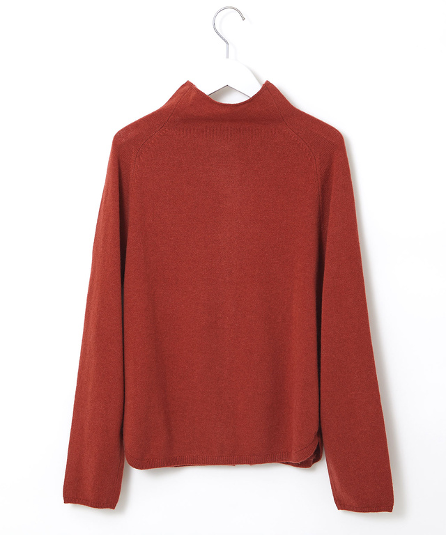 ウールブレンド ボトルネック カーディガン