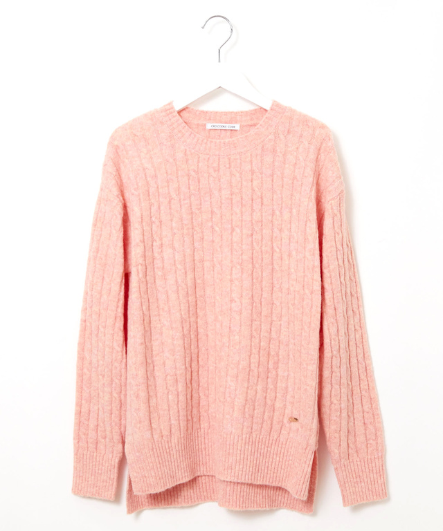 ウールブレンド ケーブル柄 ニット【手洗いOK】