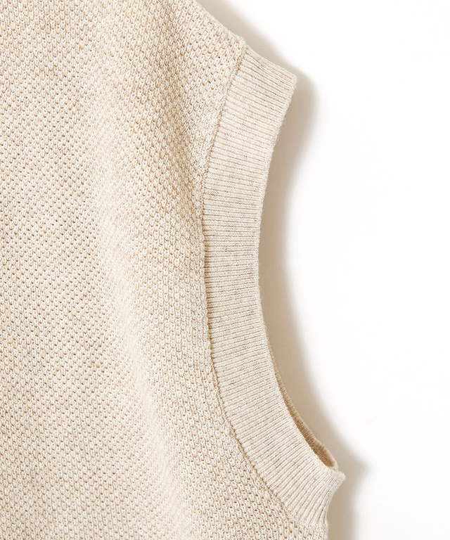 裾編み柄 Vネックベスト【手洗いOK】