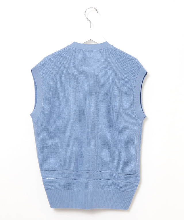 裾編み柄 Vネックベスト【手洗いOK】