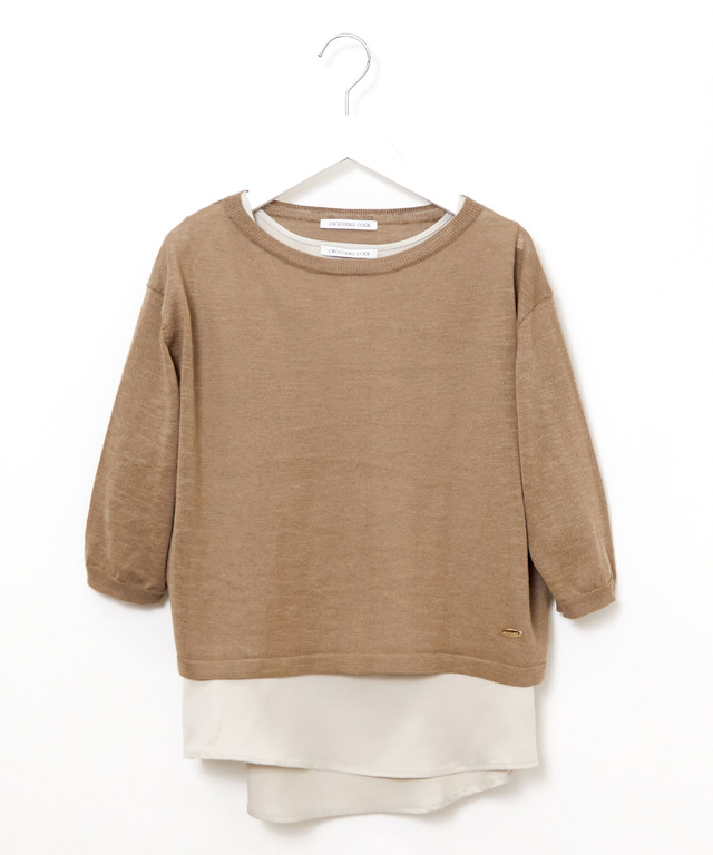 リネンブレンド インナー付きニット【手洗いOK】【オンラインショップ・一部店舗限定】