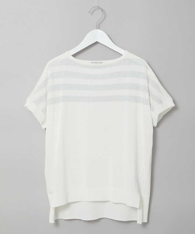 ラメボーダー ドルマンニット【手洗いOK】【オンラインショップ・一部店舗限定】