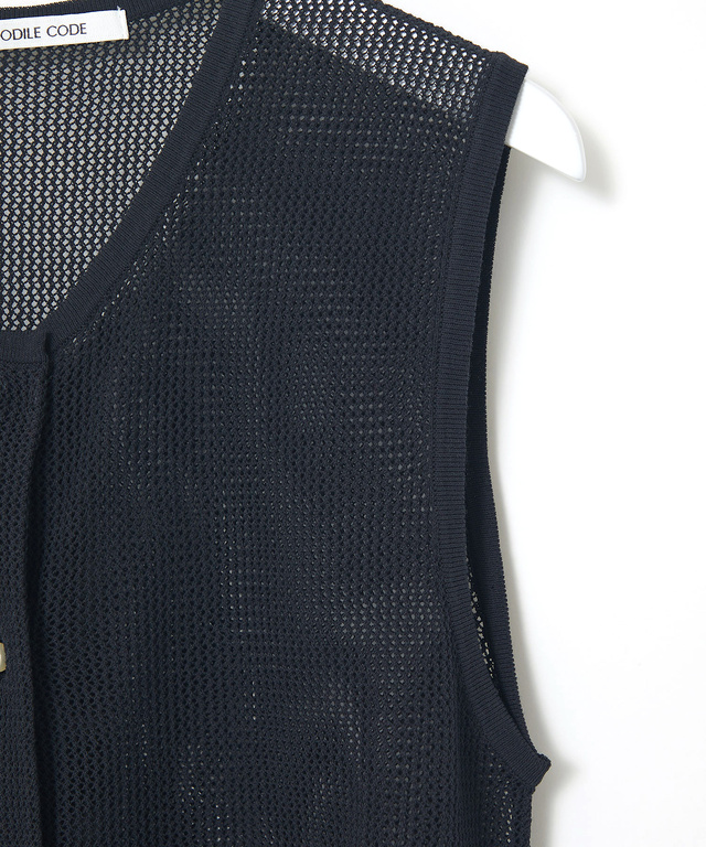 メッシュ編み  ニットベスト【手洗いOK】