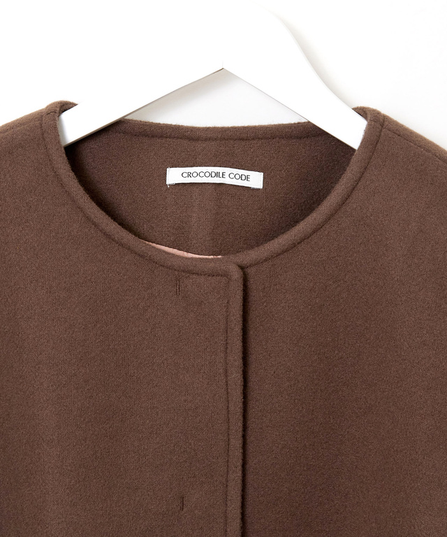 ノーカラー ショート コート