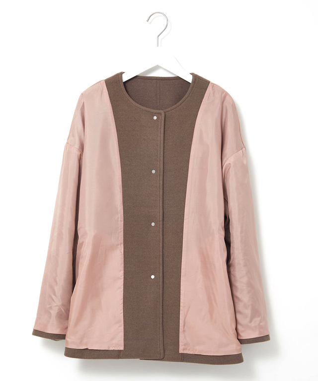 ノーカラー ショート コート