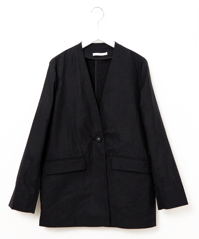 レザーライク ノーカラー ジャケット【オンラインショップ・一部店舗限定】