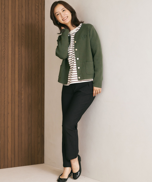 ピケ ストレッチ スリムパンツ