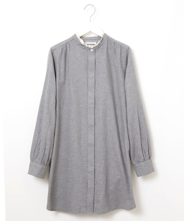 襟フリル 比翼 チュニック