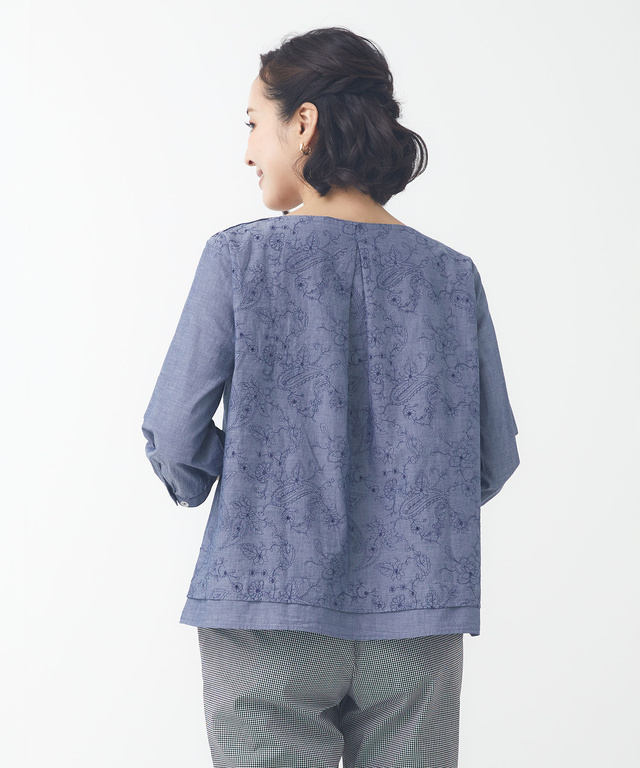 レイヤード風 刺繍ブラウス【オンラインショップ限定】