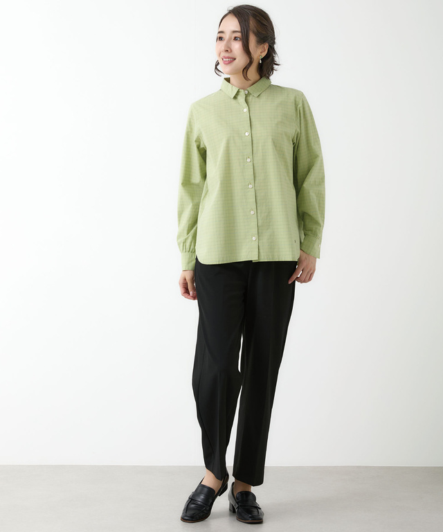 ピンタックデザイン コットン ブラウス