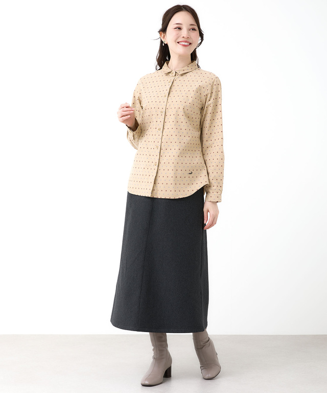 小紋柄 プリントブラウス