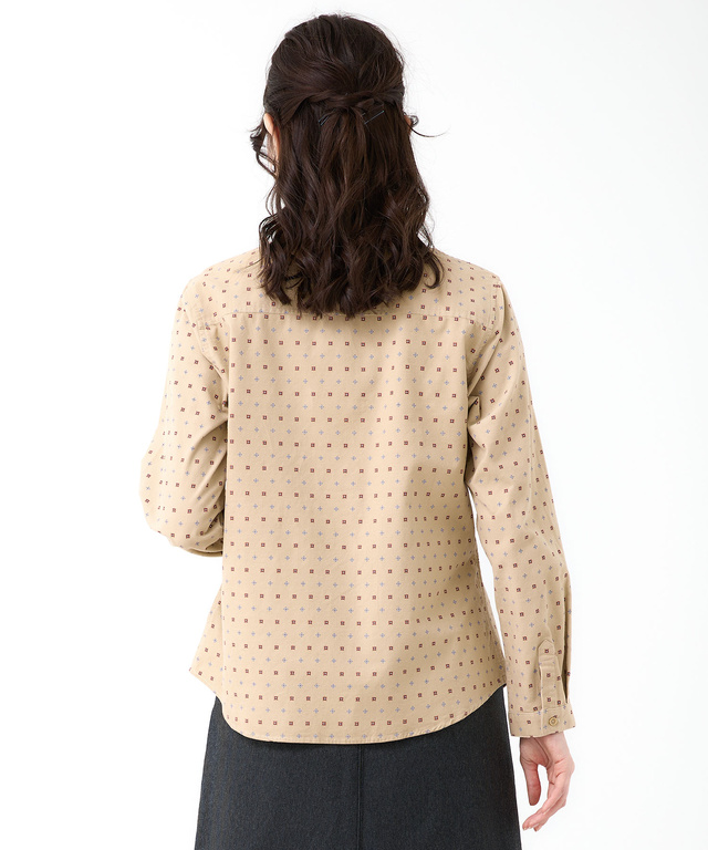 小紋柄 プリントブラウス