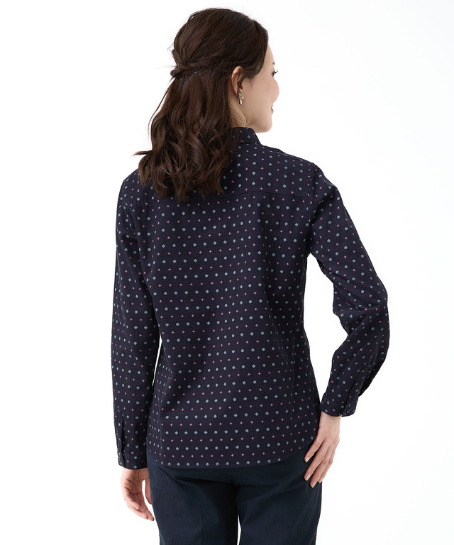 小紋柄 プリントブラウス