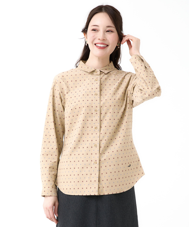 小紋柄 プリントブラウス