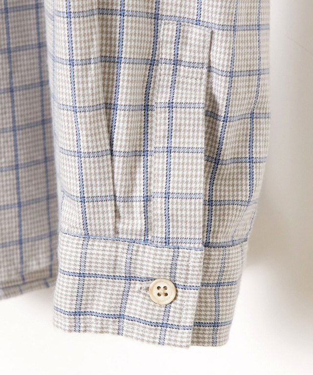 コットンブレンド チェック柄 ブラウス