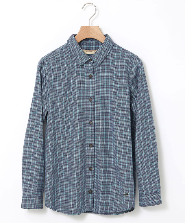 コットンブレンド チェック柄 ブラウス