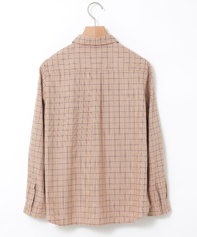 コットンブレンド チェック柄 ブラウス