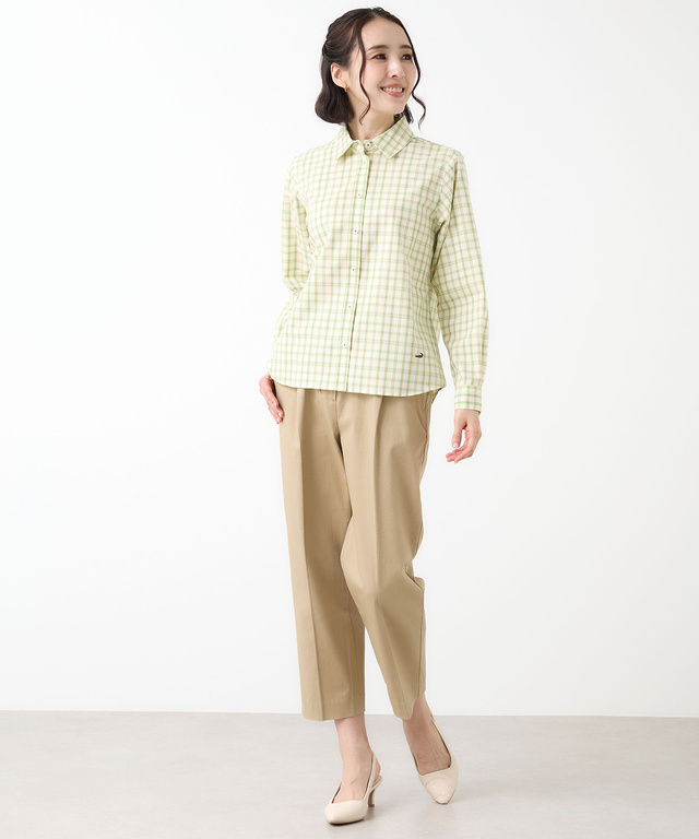 ノンアイロン チェック ブラウス【シワになりにくい】