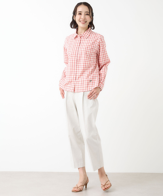 ノンアイロン チェック ブラウス【シワになりにくい】