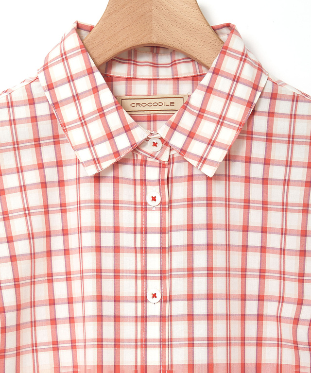 ノンアイロン チェック ブラウス【シワになりにくい】