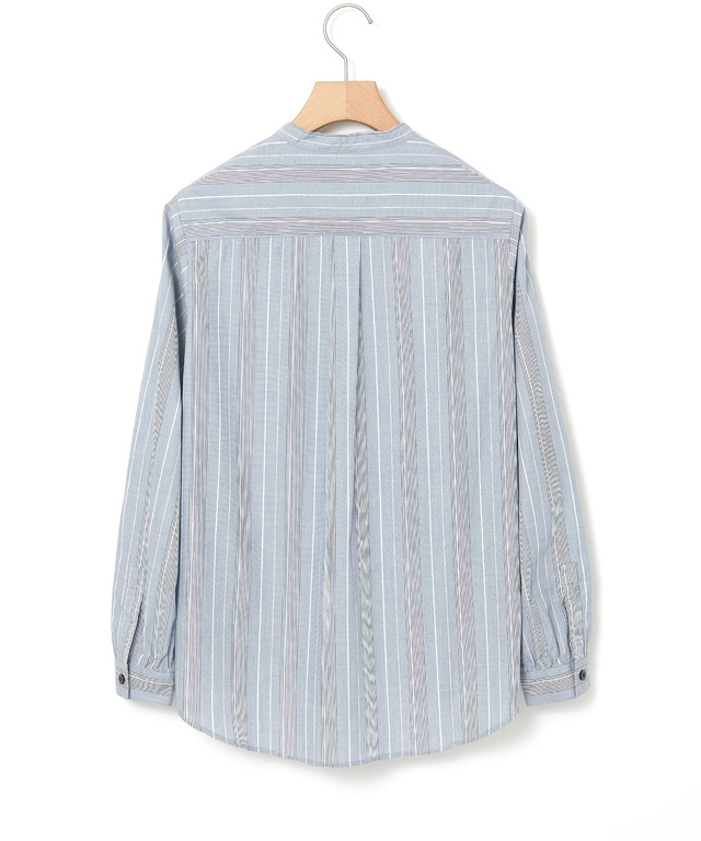 ストライプ バンドカラー ブラウス