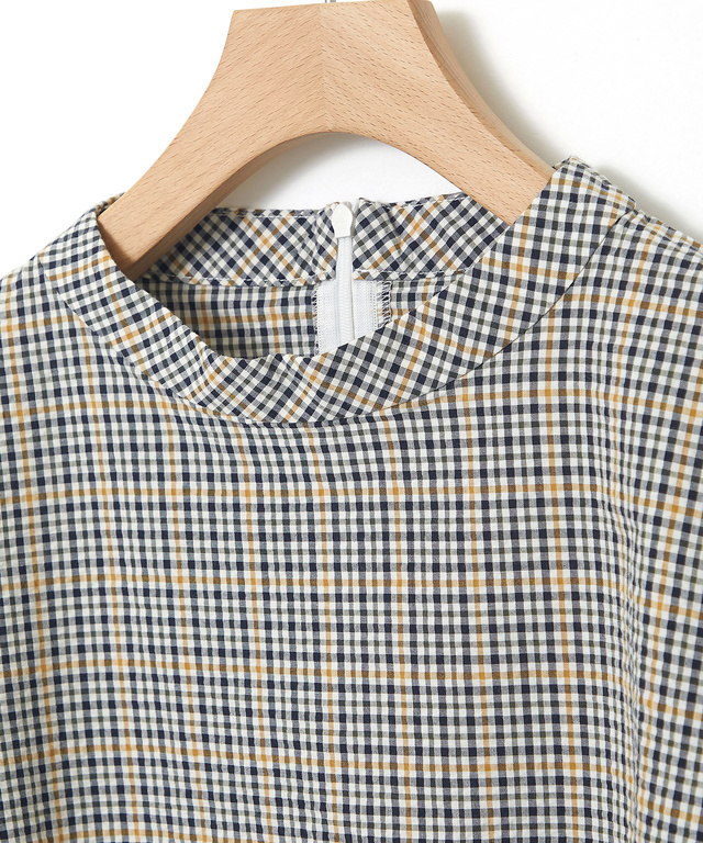 クロコダイルタータン サッカー 七分袖ブラウス