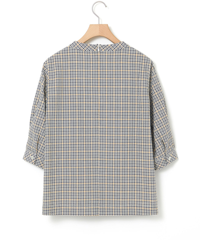 クロコダイルタータン サッカー 七分袖ブラウス