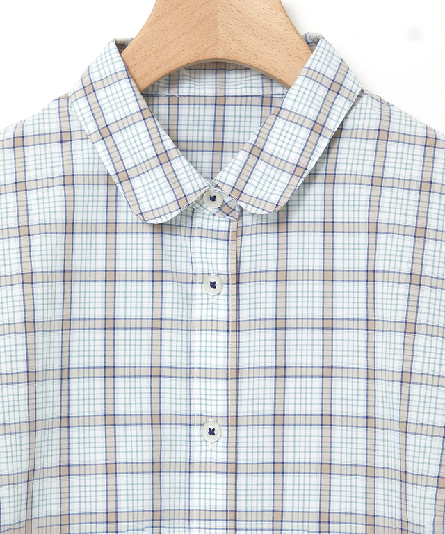 丸襟 チェック柄 ブラウス【オンラインショップ・一部店舗限定】