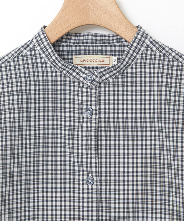 バンドカラー チェック ブラウス【オンラインショップ・一部店舗限定】