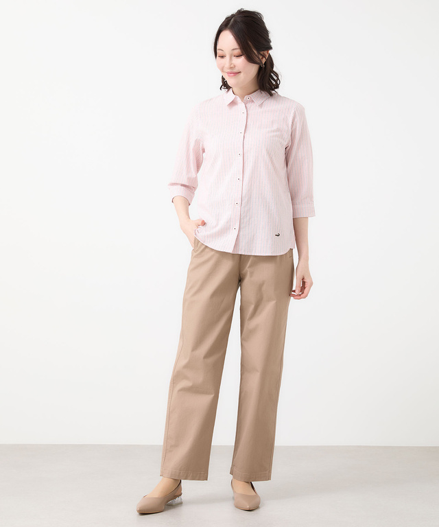 ドビー素材 七分袖 ブラウス