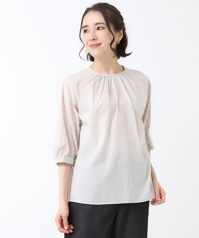 袖刺繍 プルオーバー ブラウス
