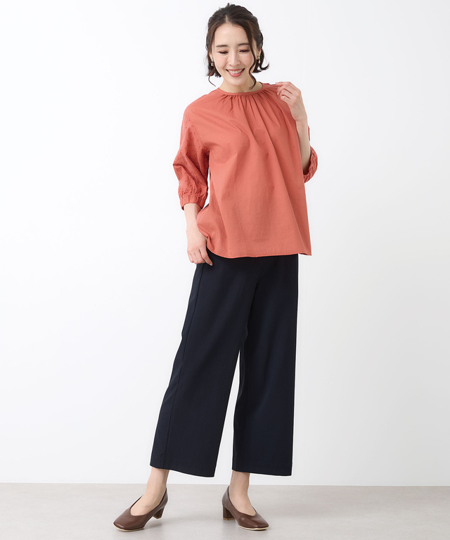 袖刺繍 プルオーバー ブラウス